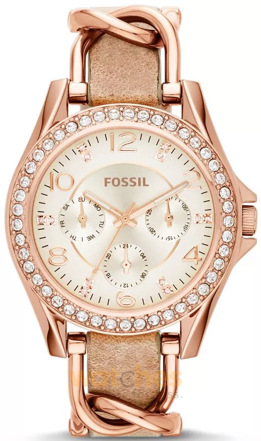 Fossil Women’s Quartz Beige Leather Strap Beige Dial 38mm Watch ES3466 (Without Tag)