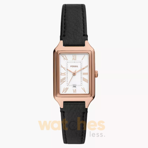 Fossil Women’s Quartz Black Leather Strap White Dial 23mm Watch ES5310 (Without Tag)