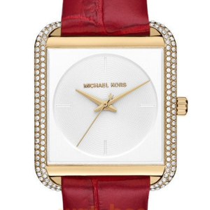Michael Kors Women’s Quartz Red Leather Strap White Dial 38mm Watch MK2623 (Without Tag)