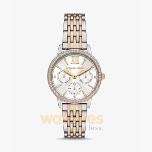 Michael Kors Women’s Quartz Three-Tone Stainless Steel Silver Dial 35mm Watch MKO1117 (Without Tag)