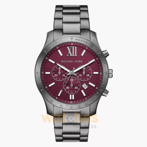 Michael Kors Men’s Chronograph Quartz Gunmetal Stainless Steel Burgundy Dial 44mm Watch MKO1123 (Without Tag)