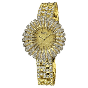 Burgi Women’s Quartz Gold Stainless Steel Gold Sparkling Dial 36mm Watch BUR054G (Without Tag)