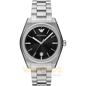Emporio Armani Men’s Quartz Silver Stainless Steel Black Dial 41mm Watch AR11622