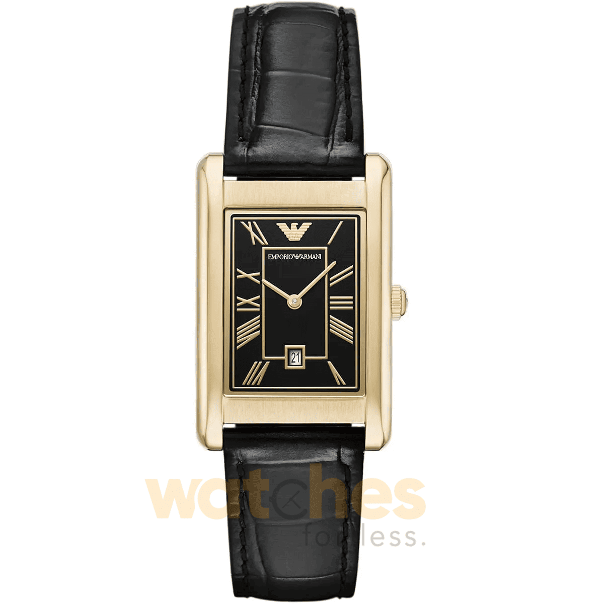 Emporio Armani Quartz Men’s Quartz Black Leather Strap Black Dial 25mm Watch AR11666