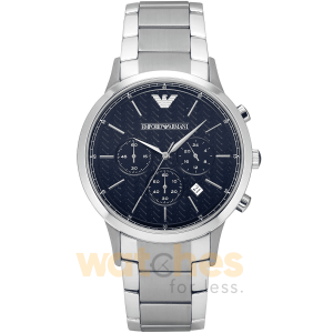 Emporio Armani Men’s Chronograph Quartz Silver Stainless Steel Navy Blue Dial 43mm Watch AR2486