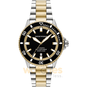 Emporio Armani Men’s Automatic Two-Tone Stainless Steel Black Dial 42mm Watch AR60089