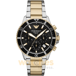 Emporio Armani Men’s Chronograph Quartz Two-Tone Stainless Steel Black Dial 43mm Watch AR11680