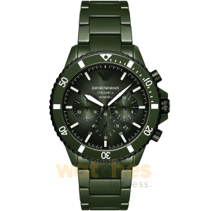 Emporio Armani Men’s Quartz Green Ceramic Chain Green Dial 43mm Watch AR70011