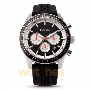 Fossil Men’s Quartz Chronograph Black Silicone Strap Black 45mm Watch BQ1261