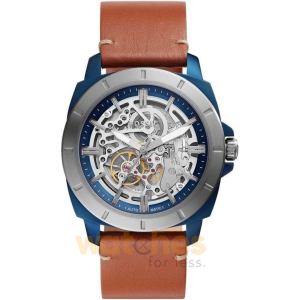 Fossil Men’s Automatic Brown Leather Strap Transparent Dial 45mm Watch BQ2427 (Without Tag)