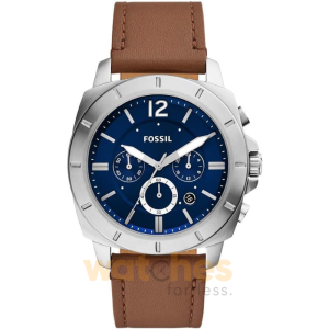 Fossil Men’s Chronograph Quartz Brown Leather Strap Blue Dial 45mm Watch BQ2819 (Shelf Leftover)