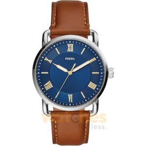 Fossil Men’s Quartz Brown Leather Strap Blue Dial 42mm Watch FS5661 (Without Tag)