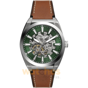 Fossil Men’s Automatic Brown Leather Strap Green Skeleton Dial 42mm Watch ME3261 (Without Tag)