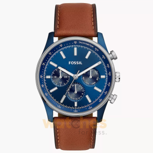 Fossil Men’s Quartz Brown Leather Strap Blue Dial 44mm Watch BQ2512 (Shelf Leftover)
