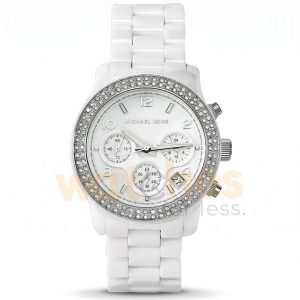 Michael Kors Women’s Chronograph Quartz White Ceramic Chain White Dial 40mm Watch MK5188