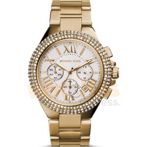 Michael Kors Women’s Chronograph Quartz Gold Stainless Steel White Dial 43mm Watch MK5756