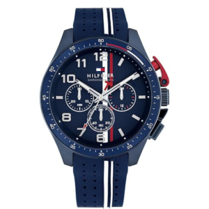 Tommy Hilfiger Men’s Chronograph Quartz Blue Silicone Strap Blue Dial 46mm Watch 1792169