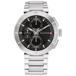 Tommy Hilfiger Men’s Quartz Silver Stainless Steel Black Dial 44mm Watch 1792116