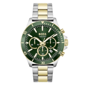 Hugo Boss Men’s Chronograph Quartz Two-tone Stainless Steel Green Dial 44mm Watch 1514154