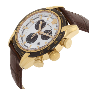 Alternative view of Versace Men’s Quartz Swiss Made Brown Leather Strap Silver Dial 44mm Watch VE2I00221