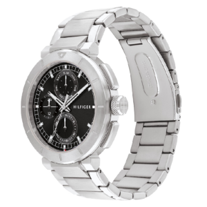 Tommy Hilfiger Men’s Quartz Silver Stainless Steel Black Dial 44mm Watch 1792116