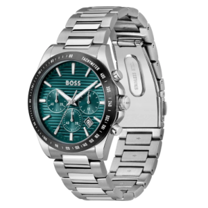 Hugo Boss Men’s Chronograph Quartz Silver Stainless Steel Green Dial 41mm Watch 1514241