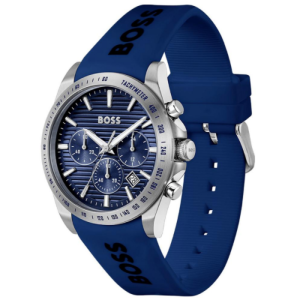 Hugo Boss Men’s Chronograph Quartz Blue Silicone Strap Blue Dial 41mm Watch 1514239