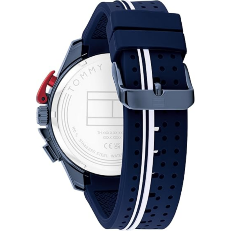 Tommy Hilfiger Men’s Chronograph Quartz Blue Silicone Strap Blue Dial 46mm Watch 1792169