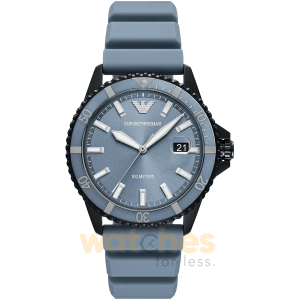 Emporio Armani Men’s Quartz Ice Blue Silicone Strap Ice Blue Dial 42mm Watch AR11685