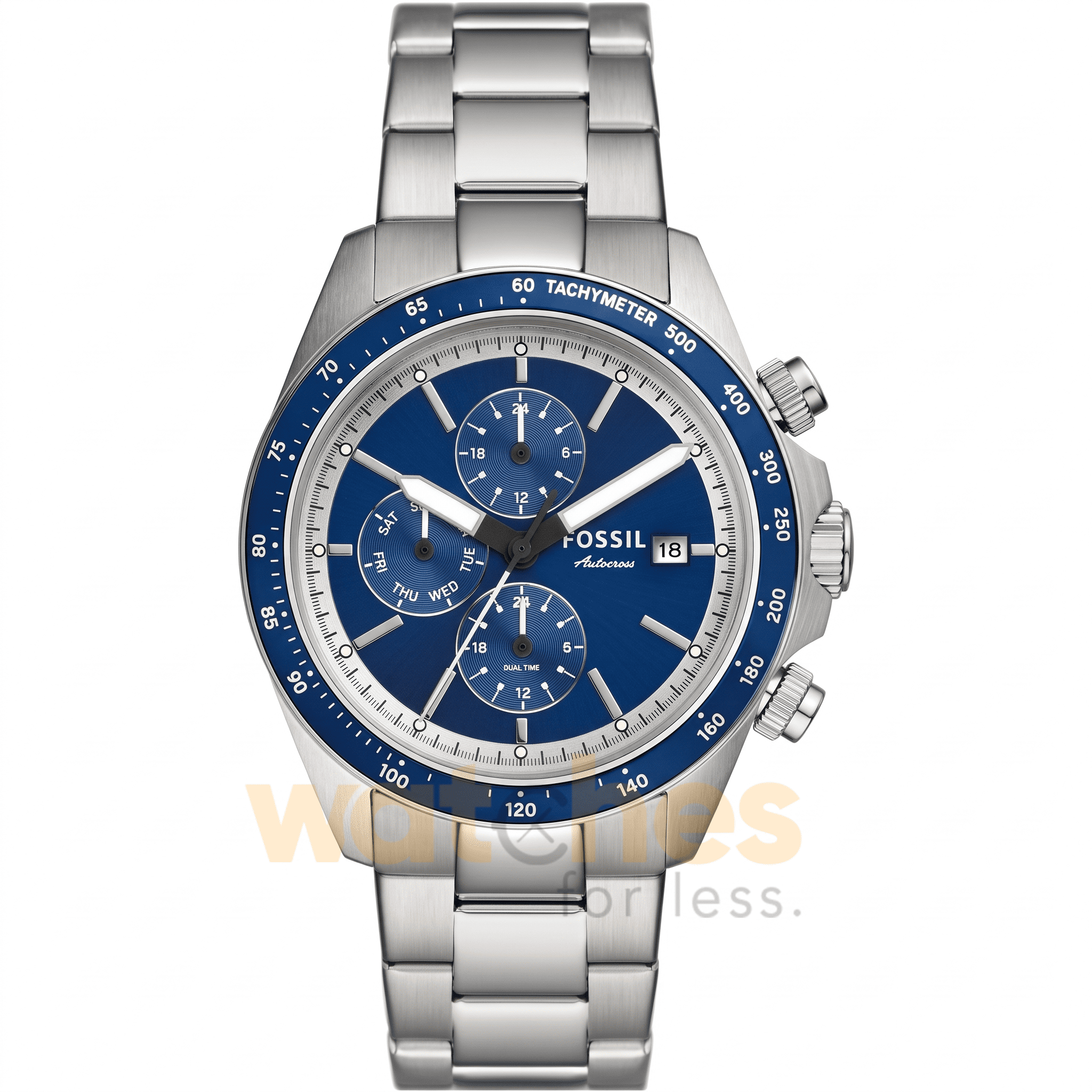 Fossil Men’s Chronograph Quartz Silver Stainless Steel Blue Dial 42mm Watch BQ2869