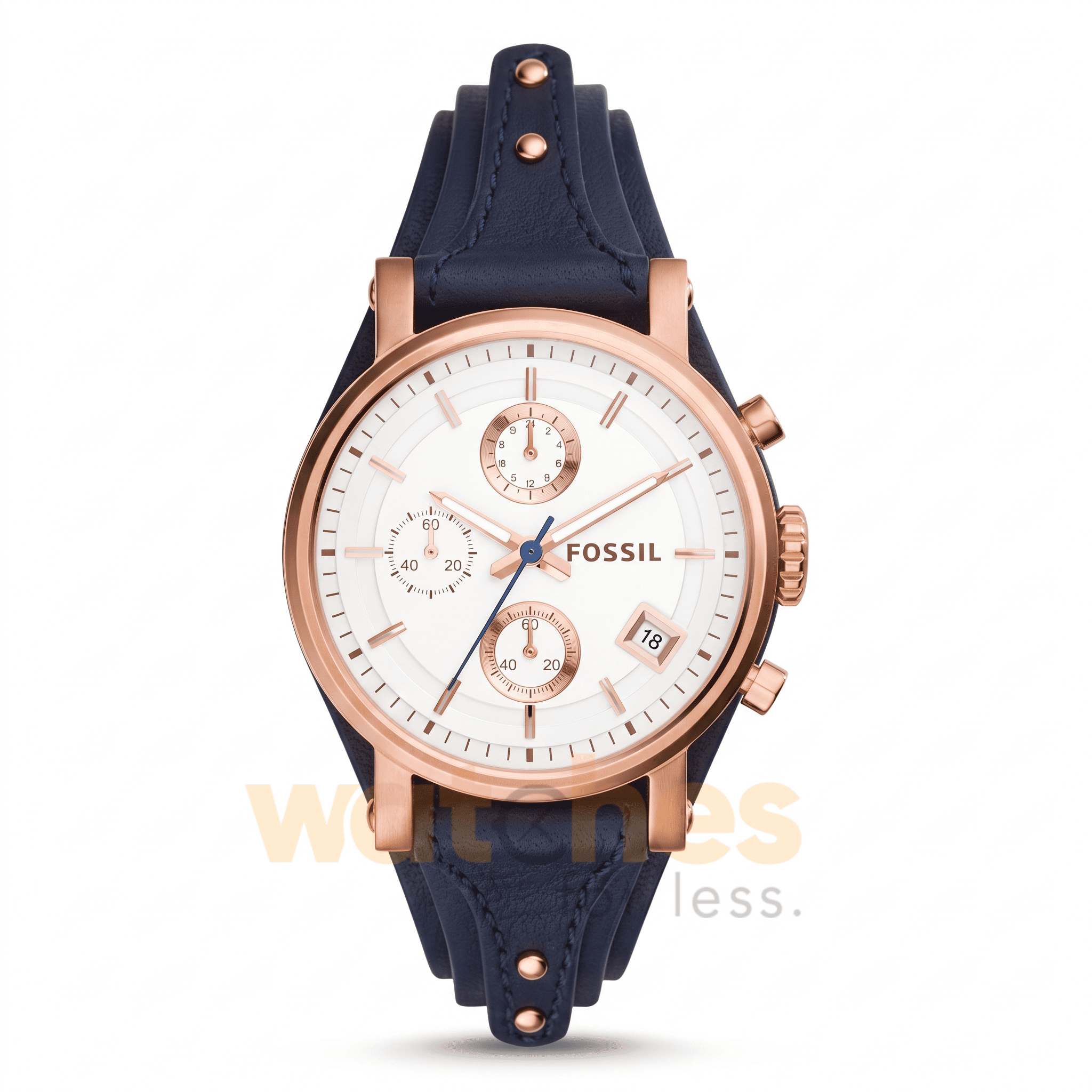 Fossil Women’s Quartz Blue Leather Strap White Dial 38mm Watch ES3838