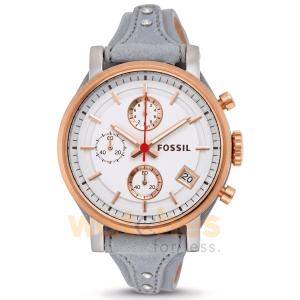 Fossil Women’s Quartz Grey Leather Strap White Dial 38mm Watch ES4045
