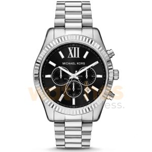 Michael Kors Men’s Chronograph Quartz Silver Stainless Steel Black Dial 44mm Watch MK1091