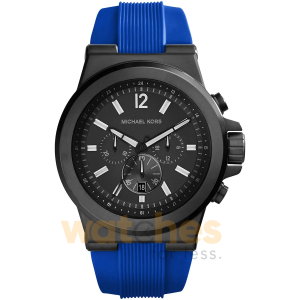 Michael Kors Men’s Chronograph Quartz Blue Silicone Strap Black Dial 48mm Watch MK8357 (Without Tag)