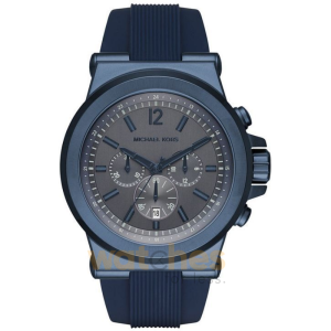 Michael Kors Men’s Chronograph Quartz Blue Silicone Strap Grey Dial 48mm Watch MK8493 (Without Tag)