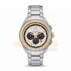 Michael Kors Men’s Chronograph Quartz Silver Stainless Steel White & Silver Dial 44mm Watch MK9188