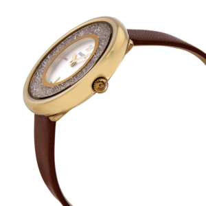 SWAROVSKI Women’s Swiss Made Quartz Brown Leather Strap White Dial 34mm Watch 5275040