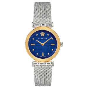 Versace Women’s Quartz Swiss Made Silver Stainless Steel Blue Dial 34mm Watch VELW00520