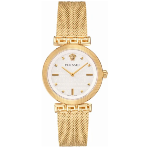 Versace Women’s Quartz Swiss Made Gold Stainless Steel White Dial 34mm Watch VELW00820