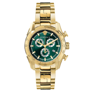 Versace Men’s Quartz Swiss Made Gold Stainless Steel Green Dial 44mm Watch VE2I00621