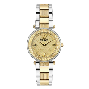 Versace Women’s Quartz Swiss Made Two-tone Stainless Steel Gold Dial 35mm Watch VE8B00324
