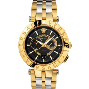 Versace Men’s Quartz Swiss Made Two-tone Stainless Steel Black Dial 46mm Watch VEBV00519