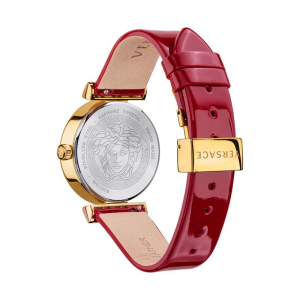 Versace Women’s Quartz Swiss Made Red Leather Strap Red Dial 34mm Watch VELW00320