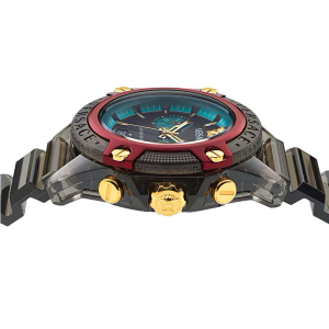 Versace Men’s Quartz Swiss Made Black Silicone Strap Black Dial 44mm Watch VE8P00224