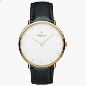 Nordgreen Women’s Quartz Black Leather Strap White Dial 32mm Watch NR32GOLEBLXX