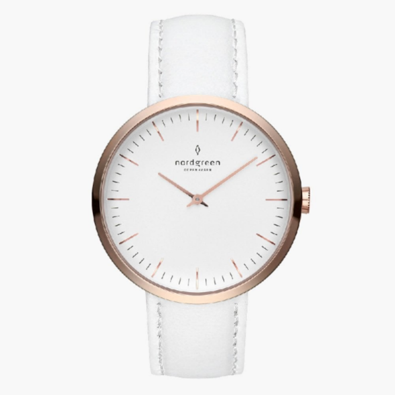 Nordgreen Women’s Quartz White Leather Strap White Dial 32mm Watch IN32RGLEWHXX