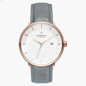 Nordgreen Unisex Quartz Grey Leather Strap White Dial 36mm Watch PH36RGLEGRXX