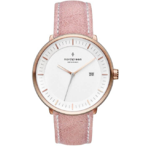 Nordgreen Women’s Quartz Pink Leather Strap White Dial 36mm Watch PH36RGLEPIXX