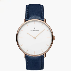 Nordgreen Unisex Quartz Blue Leather Strap White Dial 40mm Watch NR40RGLENAXX