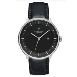 Nordgreen Men’s Quartz Black Leather Strap Black Dial 40mm Watch PH40SILEBLBLCH